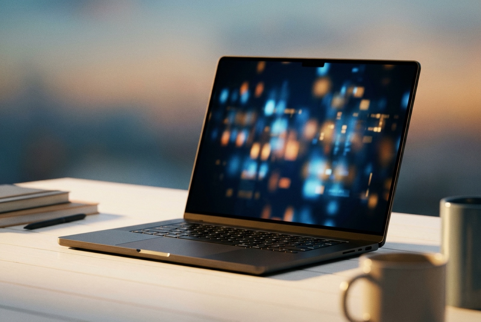 Laptop cu interfață AI conversațională — ghid chatbot AI pentru afaceri