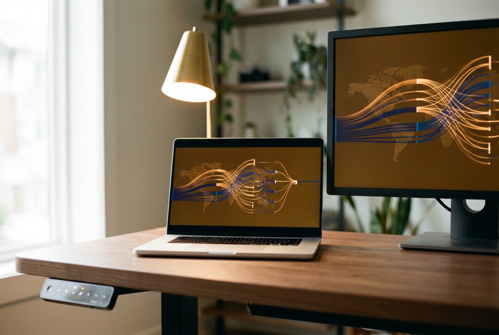 Laptop și monitor cu fluxuri de date — integrare CRM românesc fără API